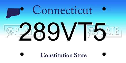 289VT5 Connecticut License Plate