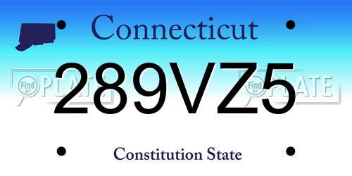 289VZ5 Connecticut License Plate