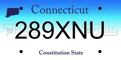 289XNU Connecticut License Plate