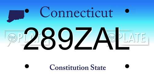 289ZAL Connecticut License Plate