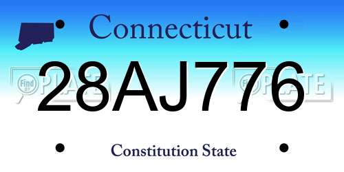 28AJ776 Connecticut License Plate