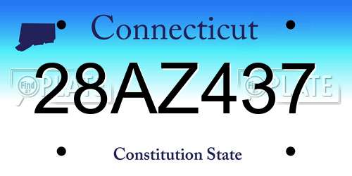 28AZ437 Connecticut License Plate