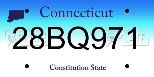 28BQ971 Connecticut License Plate