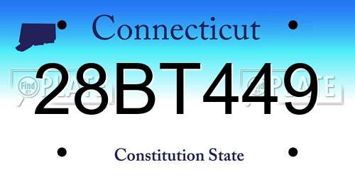 28BT449 Connecticut License Plate
