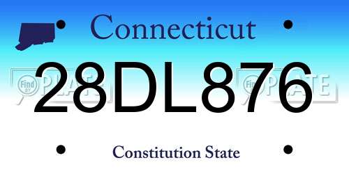 28DL876 Connecticut License Plate