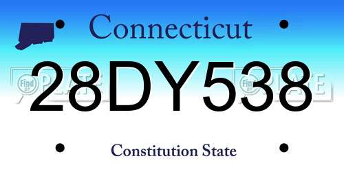 28DY538 Connecticut License Plate