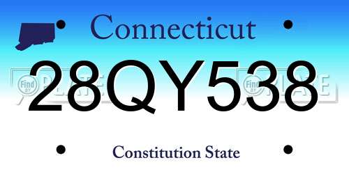 28QY538 Connecticut License Plate