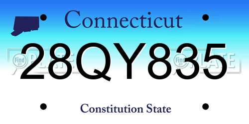 28QY835 Connecticut License Plate