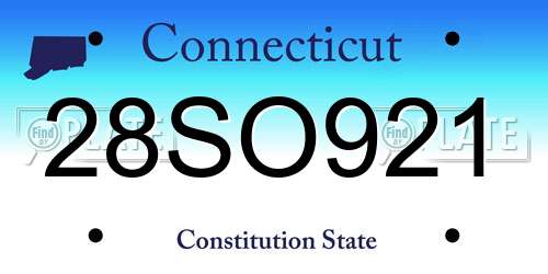 28SO921 Connecticut License Plate