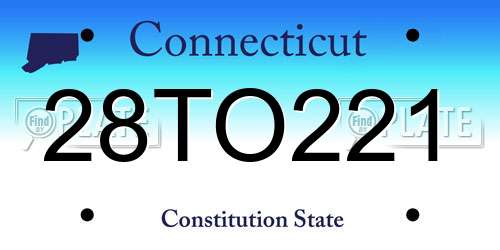 28TO221 Connecticut License Plate