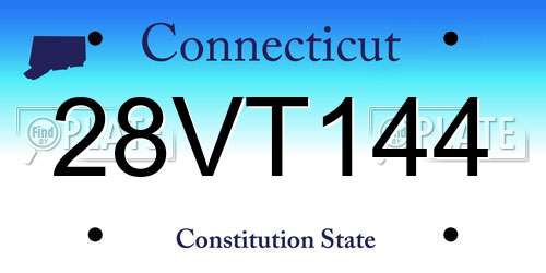 28VT144 Connecticut License Plate