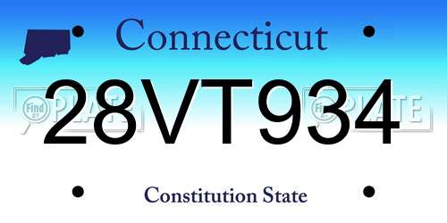 28VT934 Connecticut License Plate