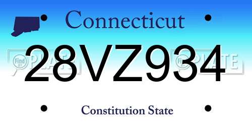 28VZ934 Connecticut License Plate