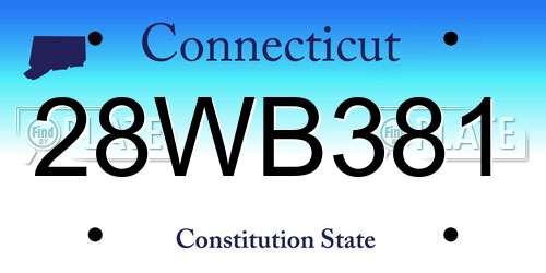 28WB381 Connecticut License Plate