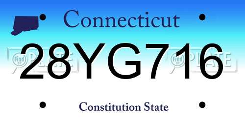 28YG716 Connecticut License Plate