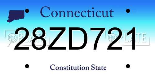 28ZD721 Connecticut License Plate