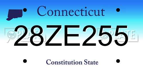 28ZE255 Connecticut License Plate