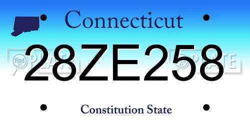 28ZE258 Connecticut License Plate