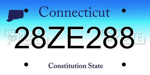 28ZE288 Connecticut License Plate