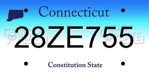28ZE755 Connecticut License Plate