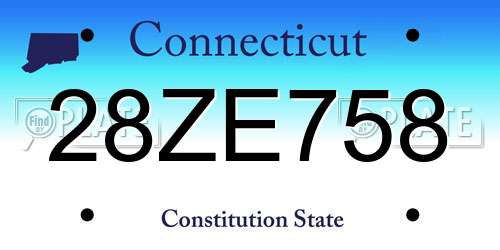 28ZE758 Connecticut License Plate