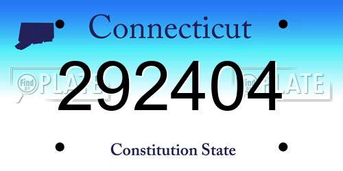 292404 Connecticut License Plate