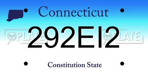 292EI2 Connecticut License Plate