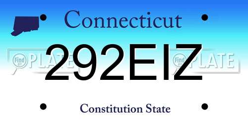 292EIZ Connecticut License Plate
