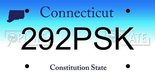 292PSK Connecticut License Plate