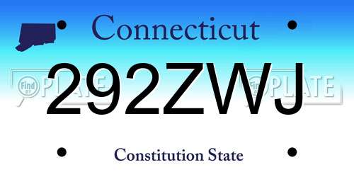 292ZWJ Connecticut License Plate