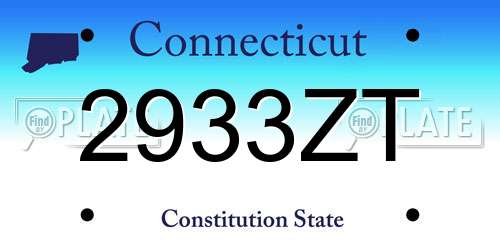 2933ZT Connecticut License Plate