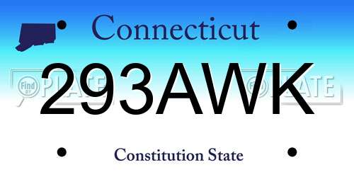 293AWK Connecticut License Plate