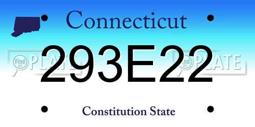 293E22 Connecticut License Plate