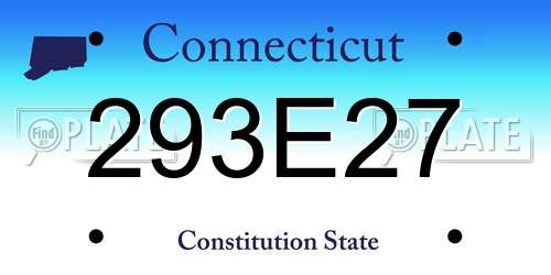 293E27 Connecticut License Plate
