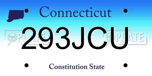 293JCU Connecticut License Plate