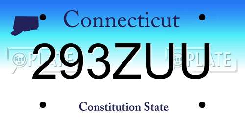 293ZUU Connecticut License Plate