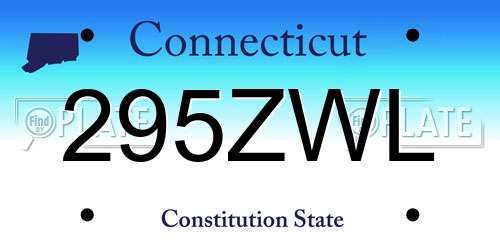 295ZWL Connecticut License Plate