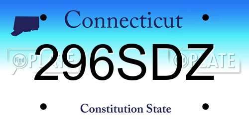 296SDZ Connecticut License Plate