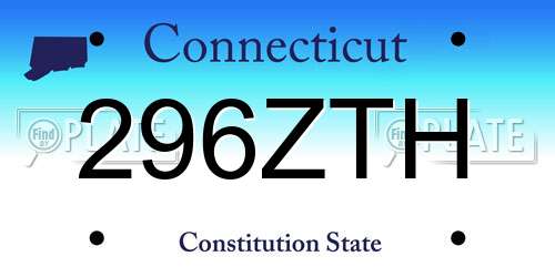 296ZTH Connecticut License Plate