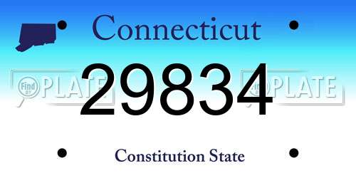 29834 Connecticut License Plate