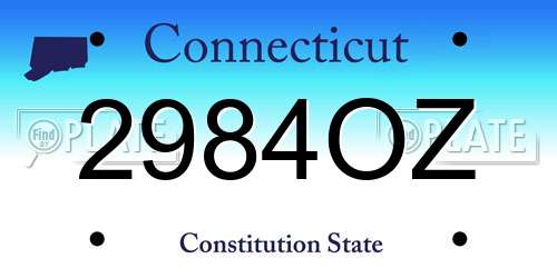 2984OZ Connecticut License Plate
