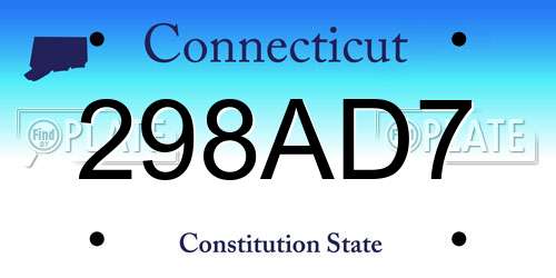 298AD7 Connecticut License Plate