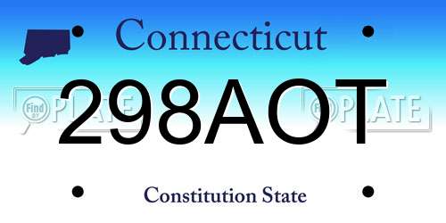 298AOT Connecticut License Plate