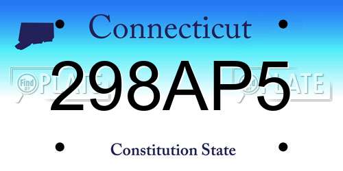 298AP5 Connecticut License Plate