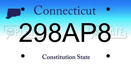 298AP8 Connecticut License Plate