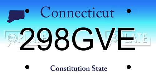 298GVE Connecticut License Plate