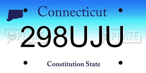 298UJU Connecticut License Plate
