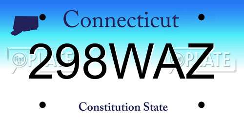 298WAZ Connecticut License Plate