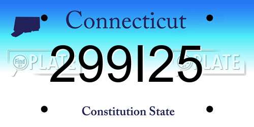 299I25 Connecticut License Plate