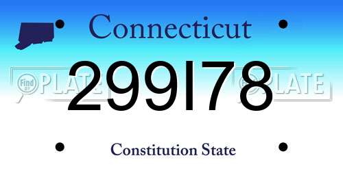 299I78 Connecticut License Plate